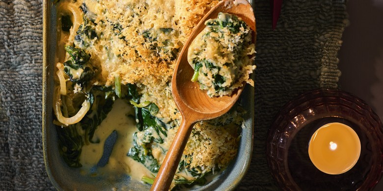 Spinaziegratin met nootmuskaat