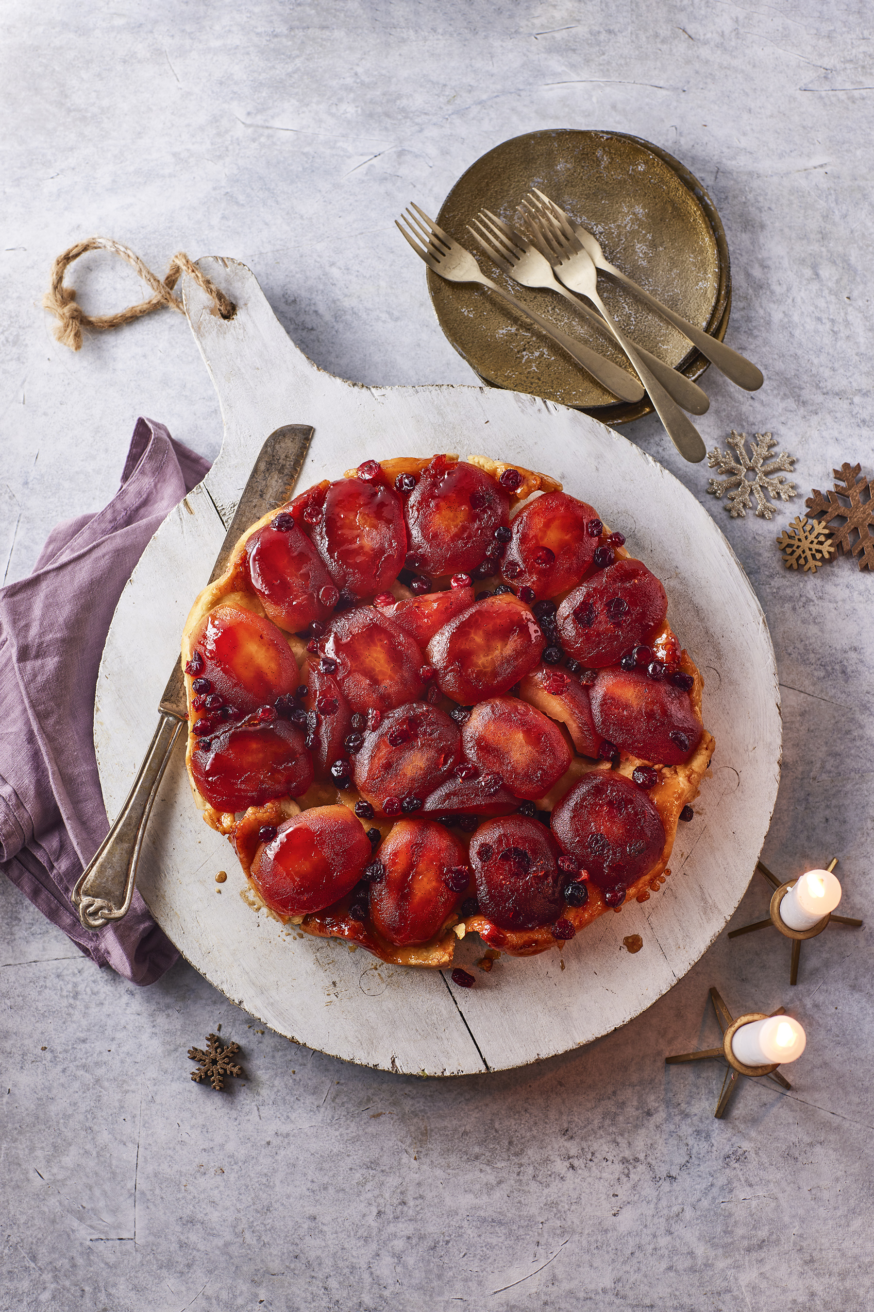 Tarte Tatin met appel en cranberry