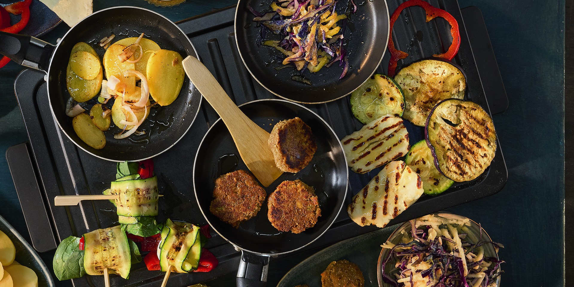 Groentepannetje met gegrilde halloumi