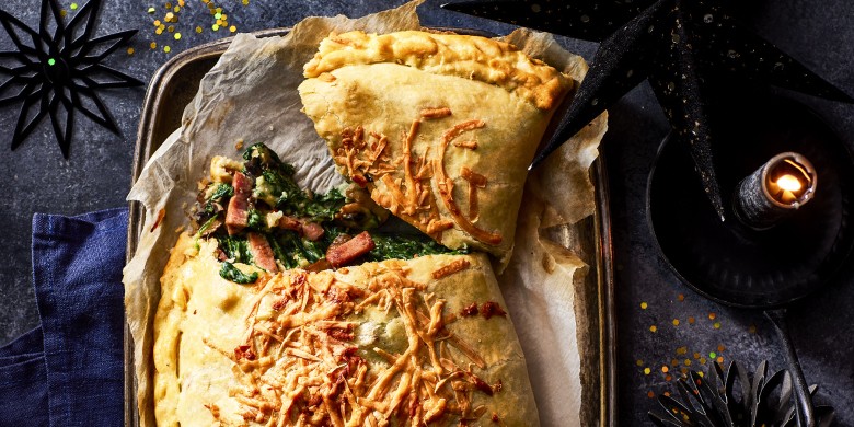 Hampie met spinazie en champignons