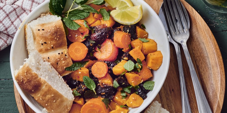 Wortelstoof met zoete aardappel 