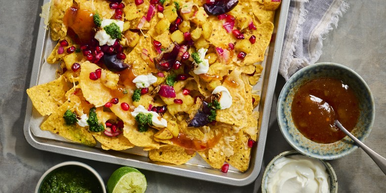 Indiase nacho’s met granaatappel 