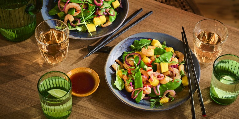 Garnalensalade met mango en peultjes 