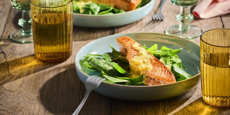 Zalm met saffraansaus