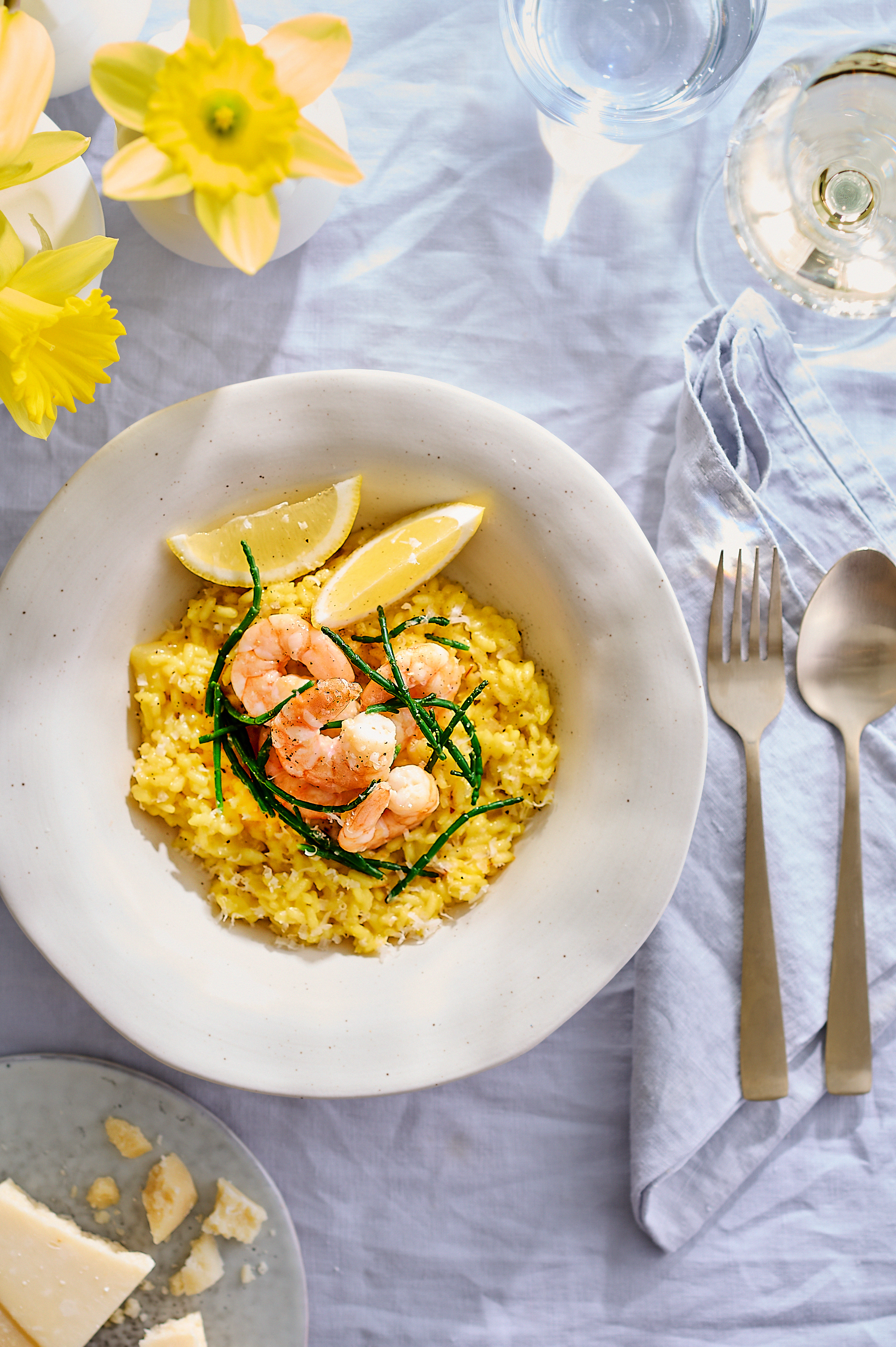 Risotto met saffraan en garnalen