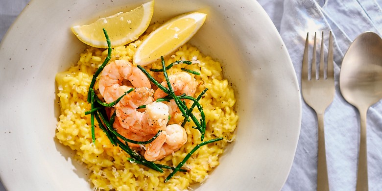 Risotto met saffraan en garnalen 