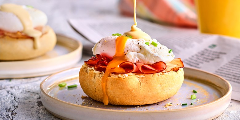 Eggs Benedict met ham 