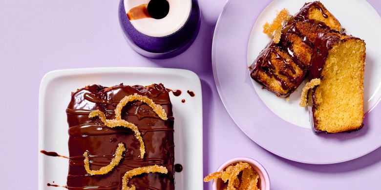 Sinaasappelcake met chocoladeglazuur 