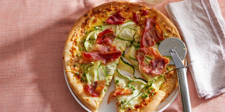 Pizza bianca met groene groenten