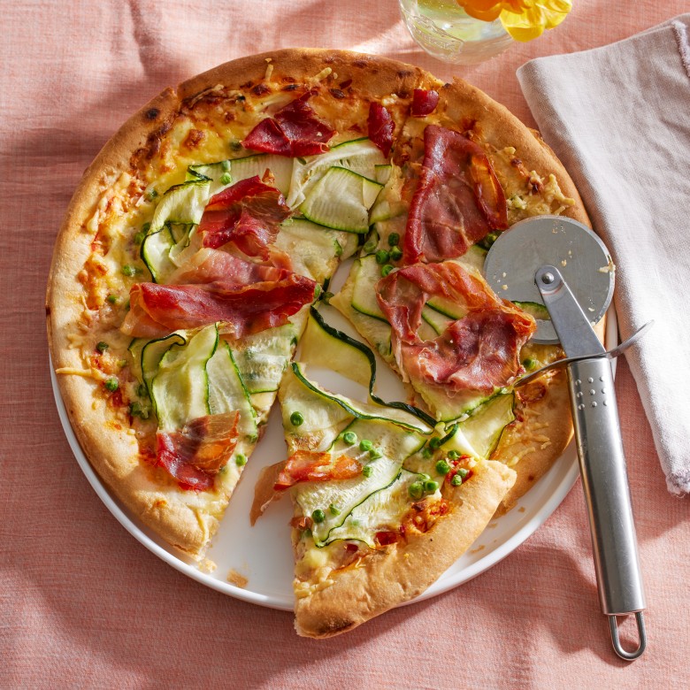 Pizza bianca met groene groenten