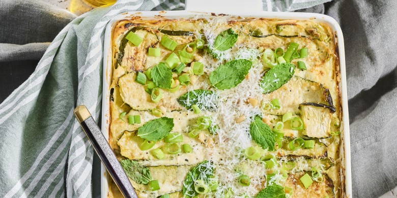 Lasagne met groene groenten, bosui en ricotta 