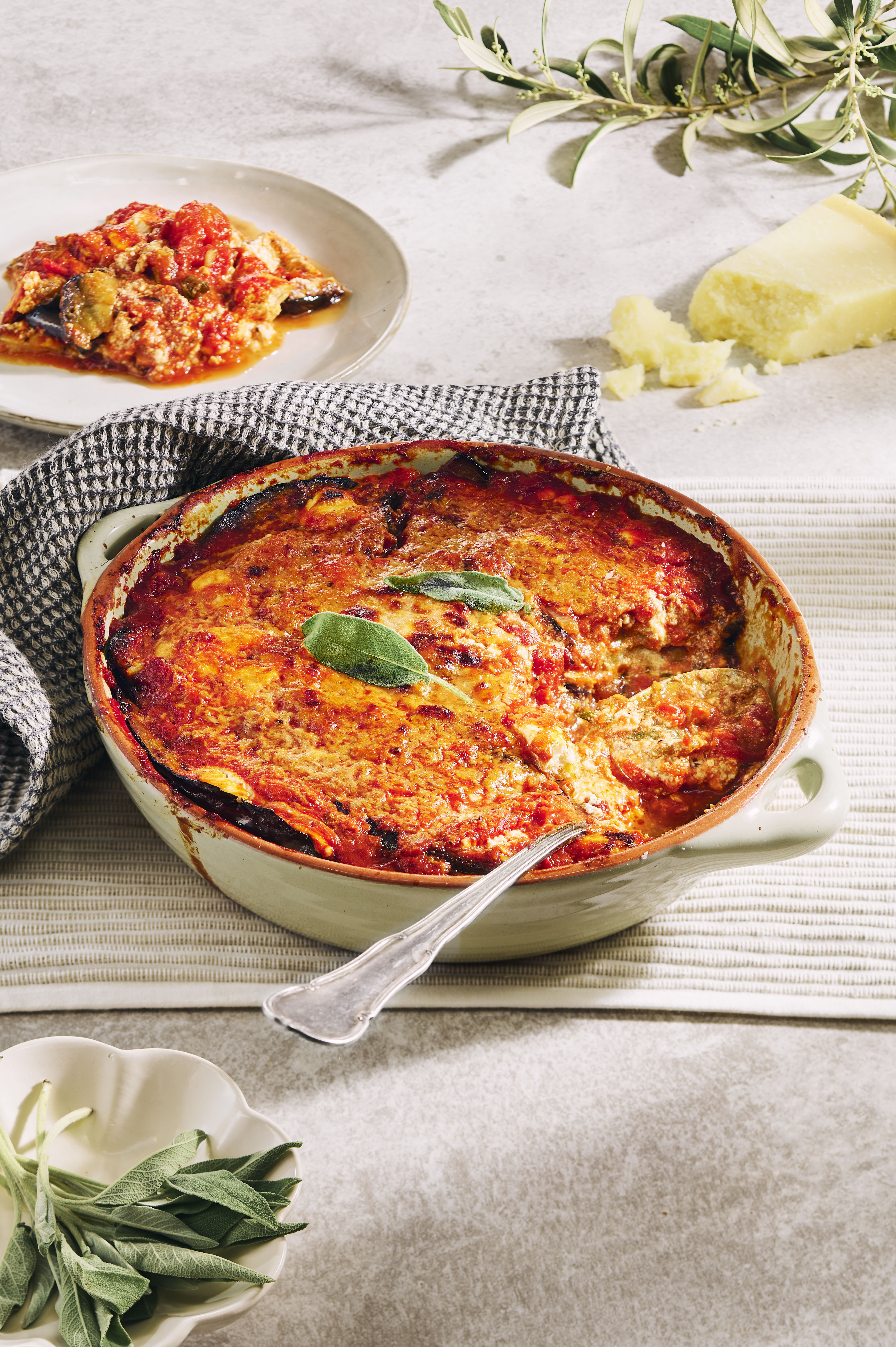 Lasagne van aubergine met geitenkaas