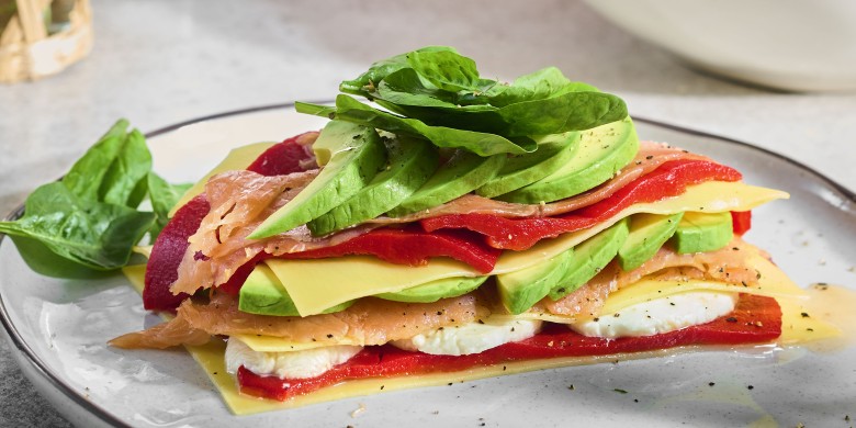 Open lasagne met zalm en avocado 