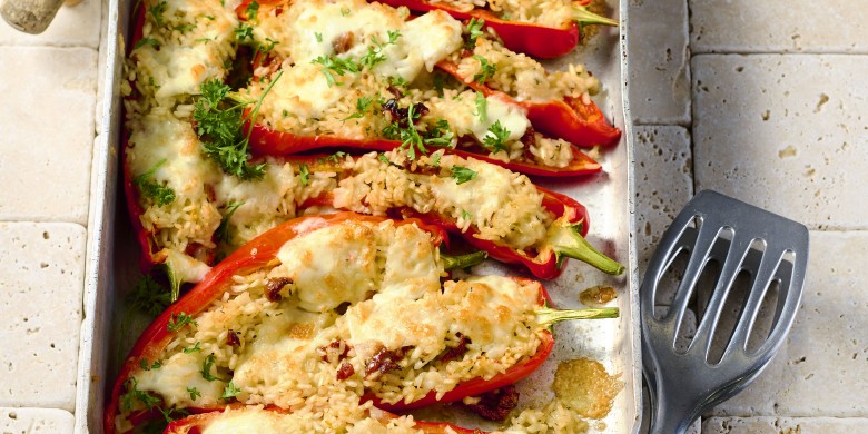 Gevulde paprika met gekruide risotto 