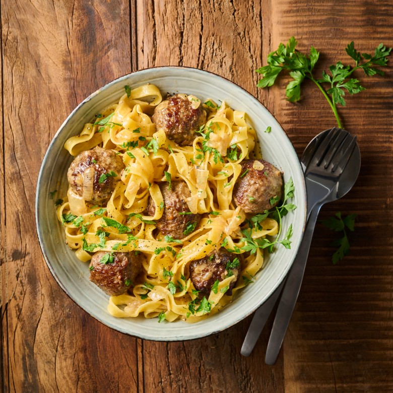 Tagliatelle met Zweedse gehaktballetjes