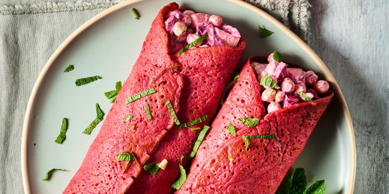 Gevulde bietenpannenkoeken