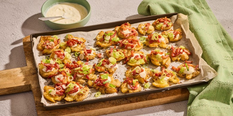Loaded smashed potatoes