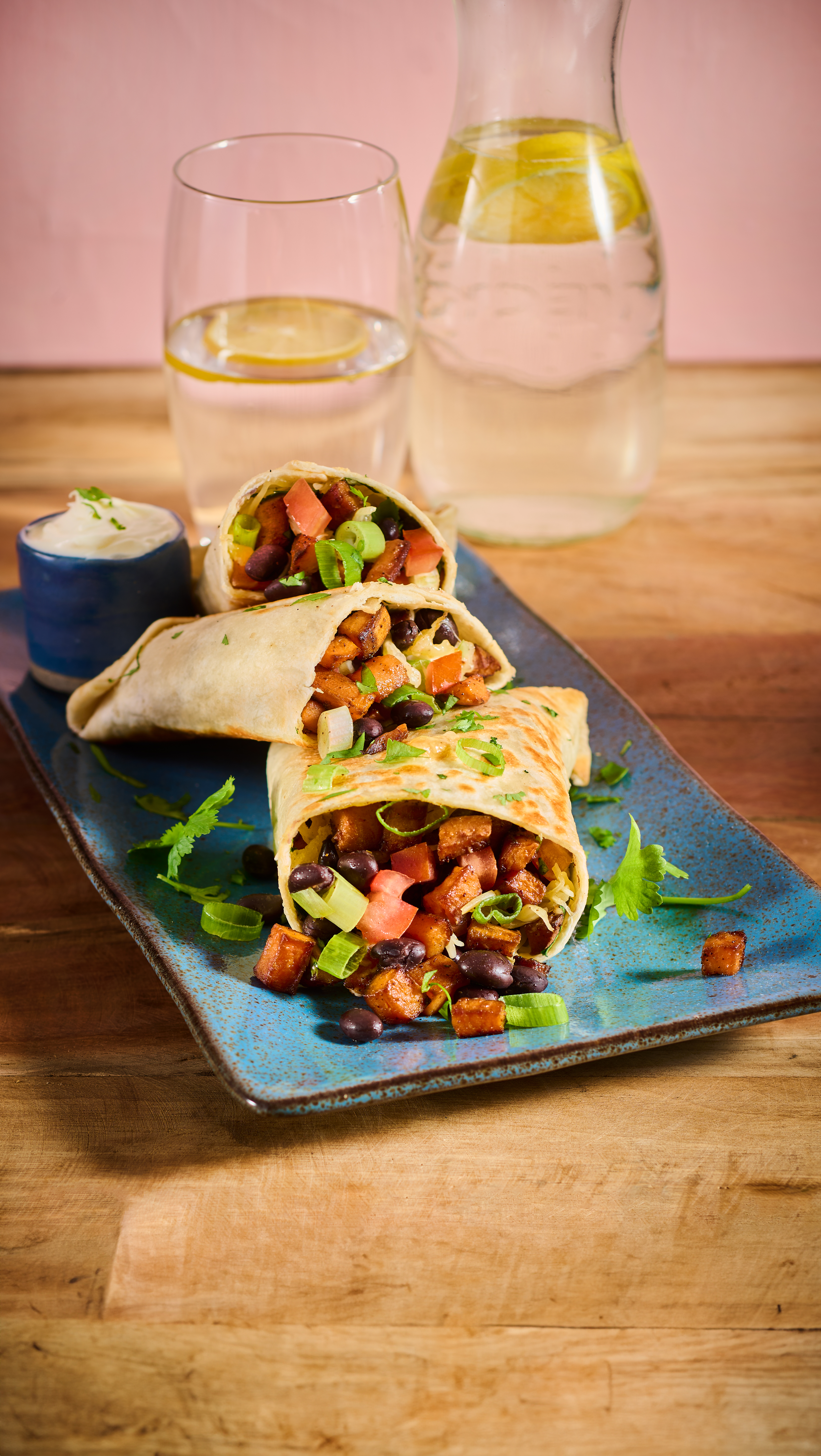 Breakfast burrito's met zoete aardappel