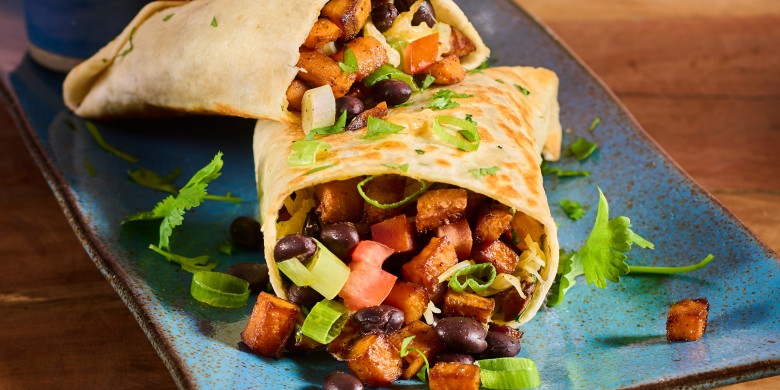 Breakfast burrito’s met zoete aardappel 