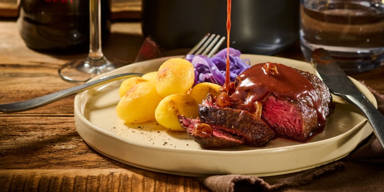 Biefstuk met portsaus 