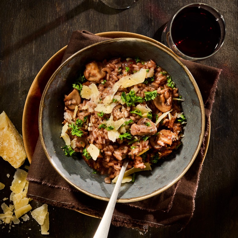 Risotto met port en paddenstoelen