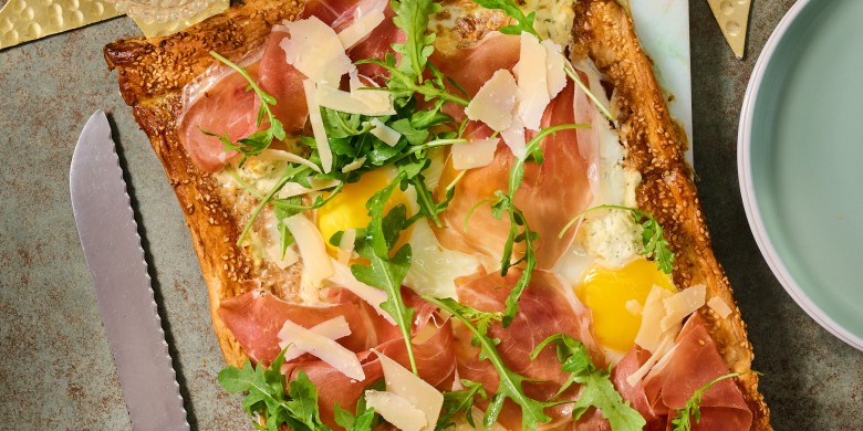 Brunchtaart met rauwe ham en kaas 