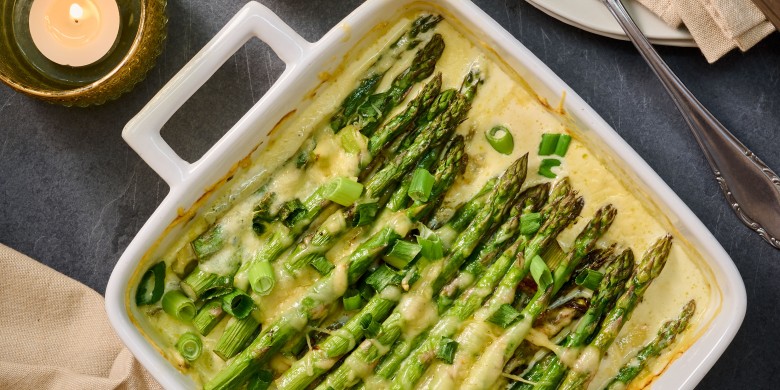 Gratin van groene asperges 