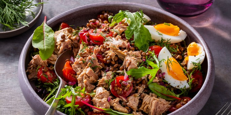 Lauwwarme linzensalade