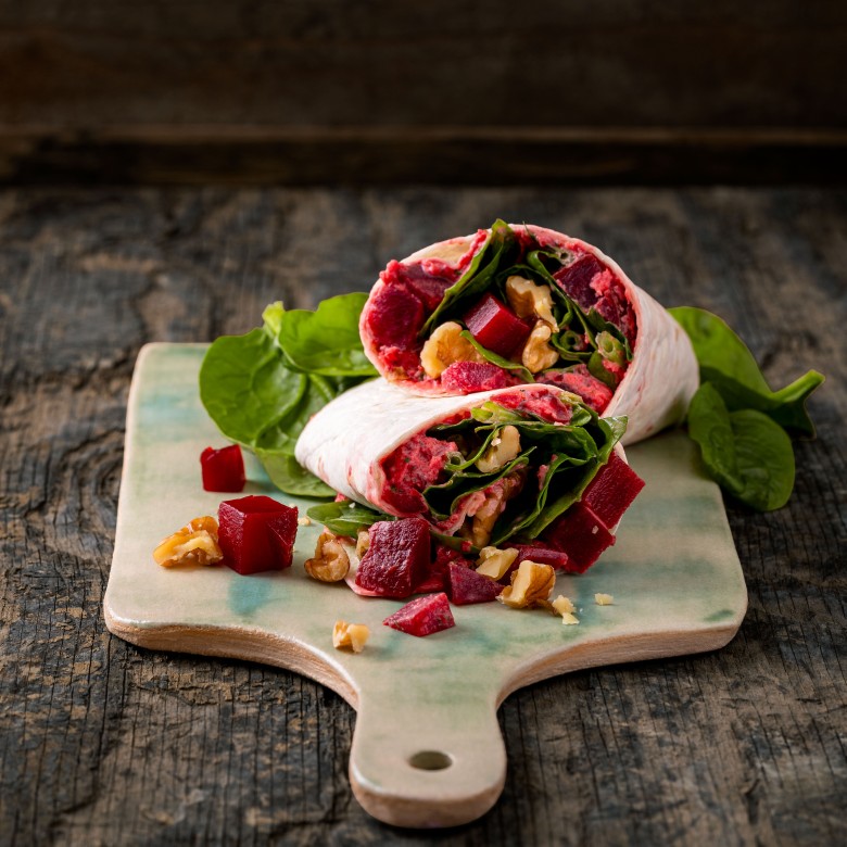 Wraps met bietenspread