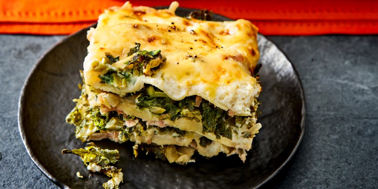 Lasagne met boerenkool en ham