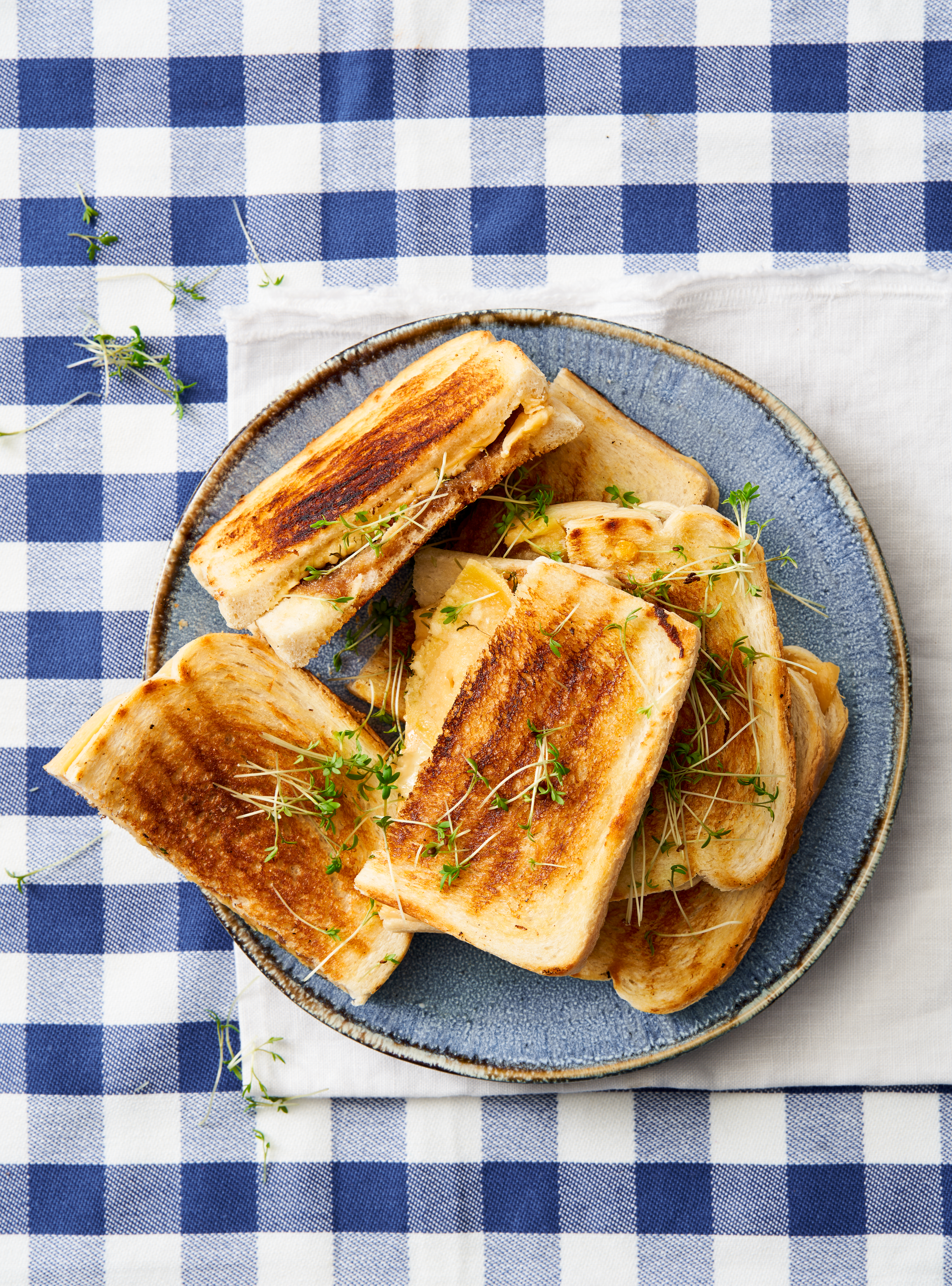 Tosti met oude kaas, appelstroop en tuinkers