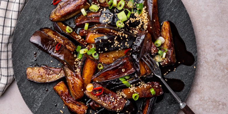 Sticky aubergine