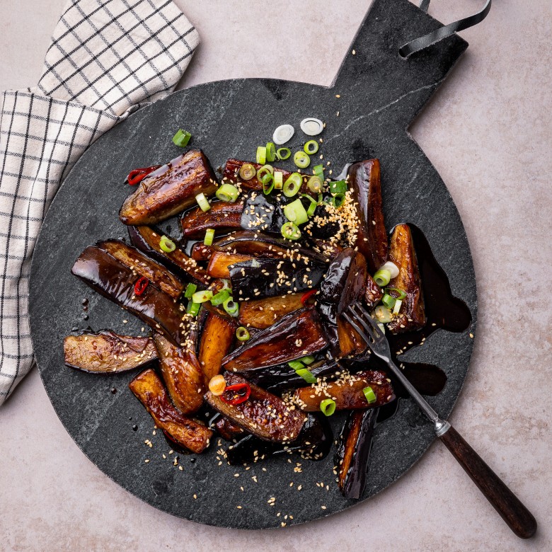 Sticky aubergine