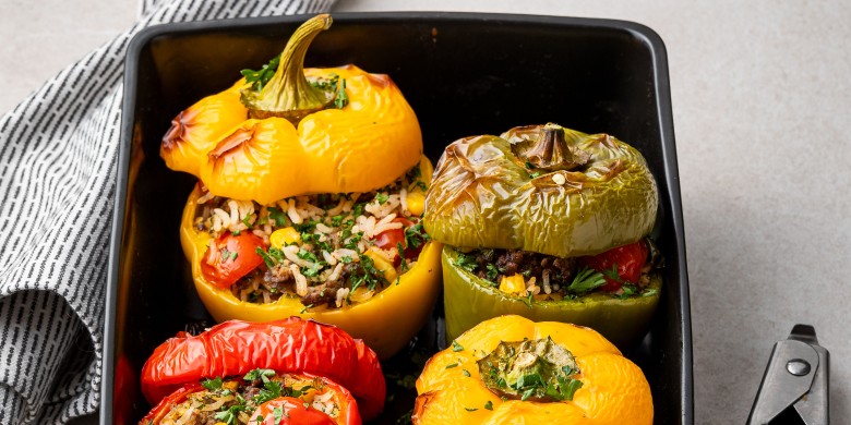 Gevulde paprikas met Mexicaans gehakt 