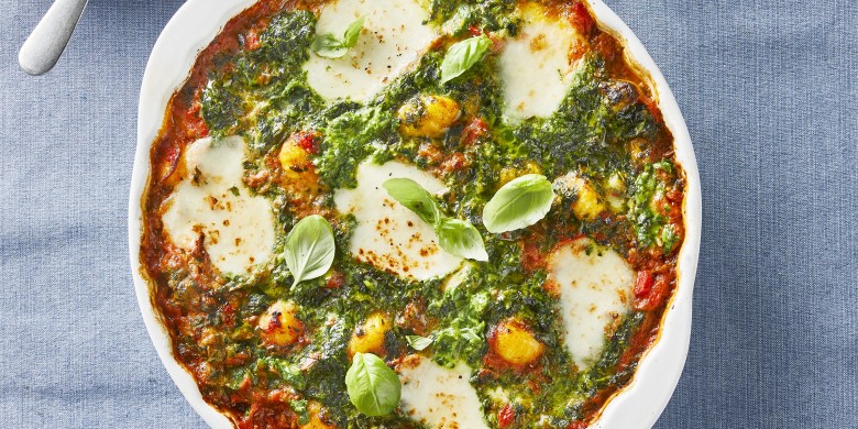 Ovengnocchi met tomaat, spinazie en mozzarella