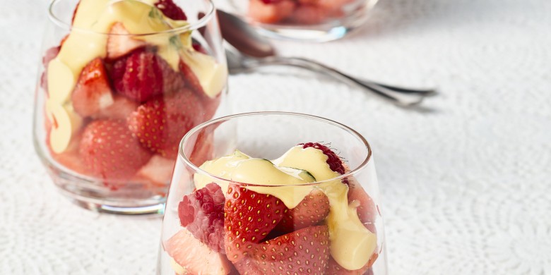 Sabayon met basilicum en lentefruit