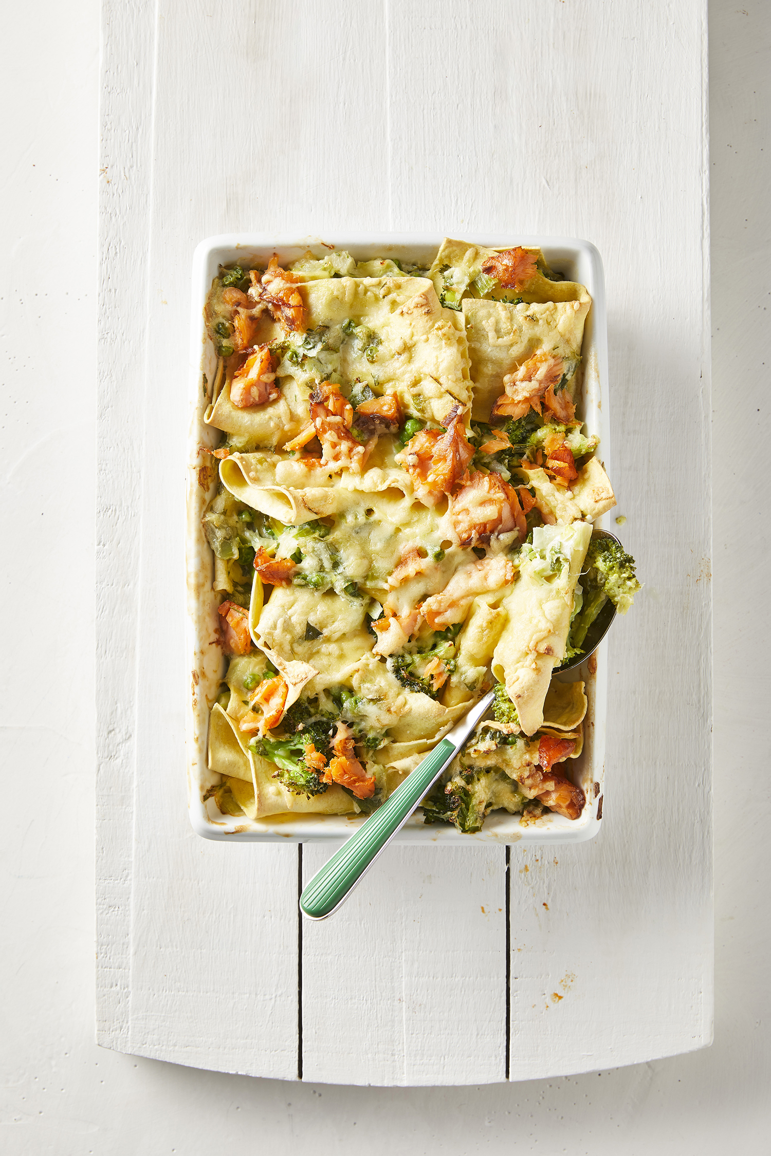 Romige lasagnette met zalm en broccoli