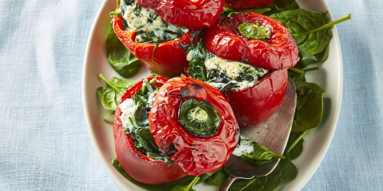 Gevulde paprika met spinazie en ricotta