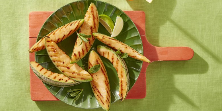 Gegrilde meloen met limoendip