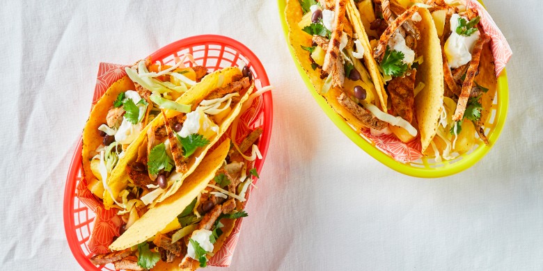 Taco’s met gegrilde filetlapjes en ananas