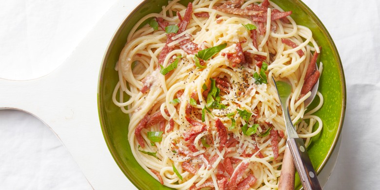 Vegetarische pasta carbonara