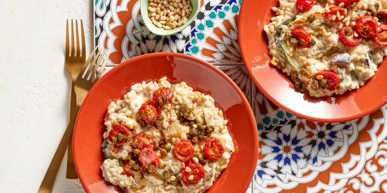 Geroosterde groenterisotto met ricotta