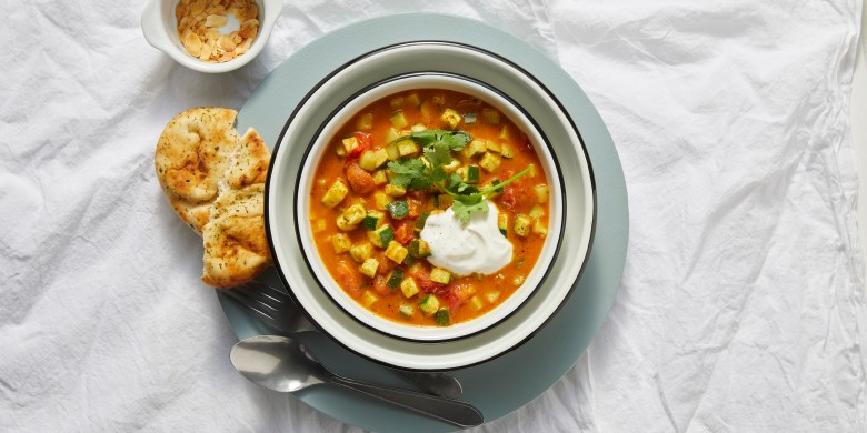 Courgettecurry met naan