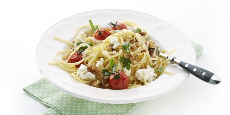 Pasta met kaas en noten