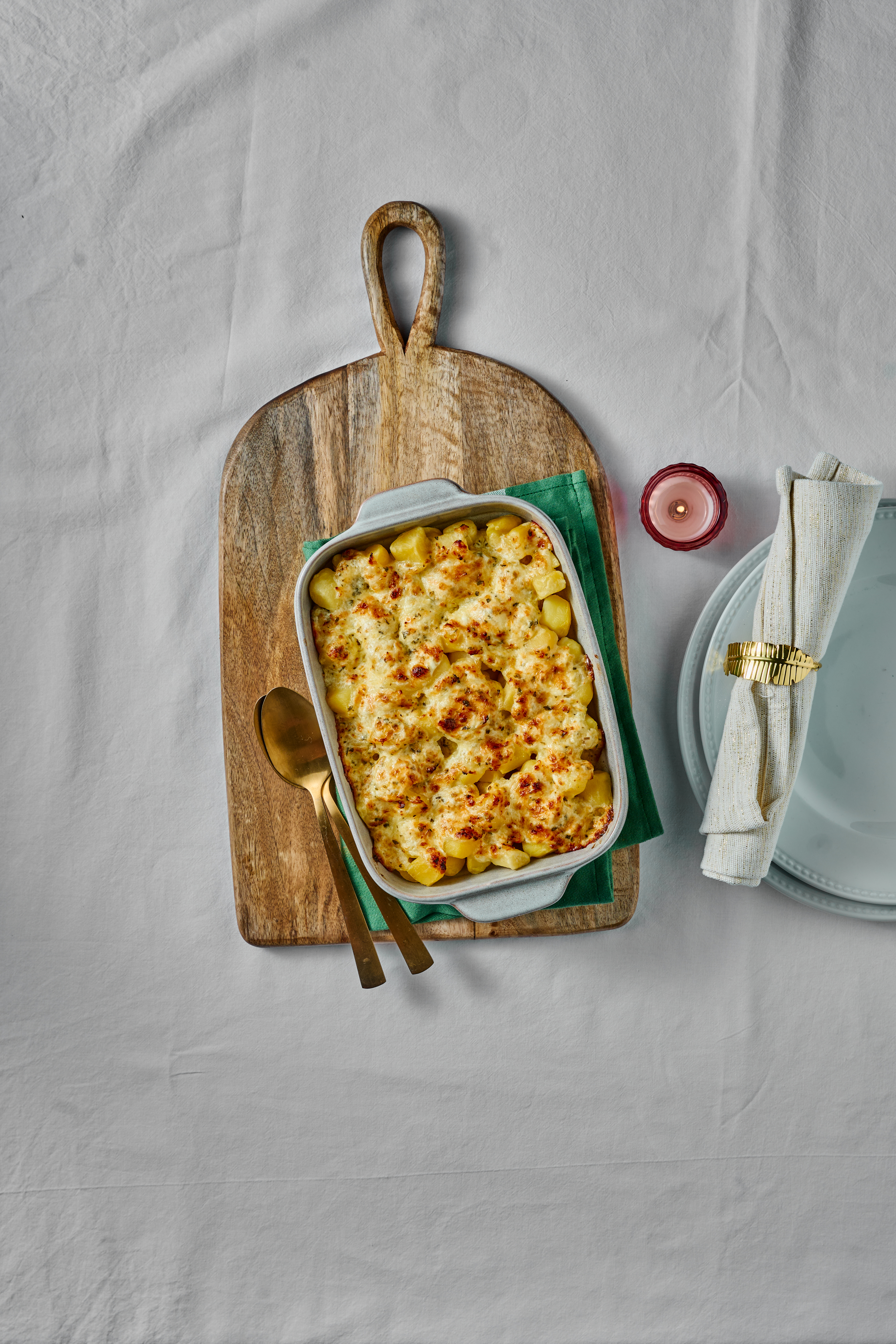 Gegratineerde krieltjes met kaascrème