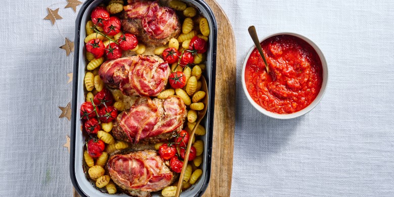 Mini meatloafs met geroosterde tomaatjes en gnocchi