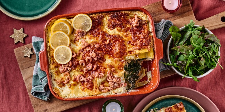 Vislasagne met spinazie