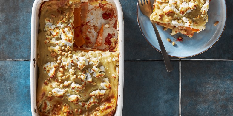Lasagne met pompoen en geitenkaas