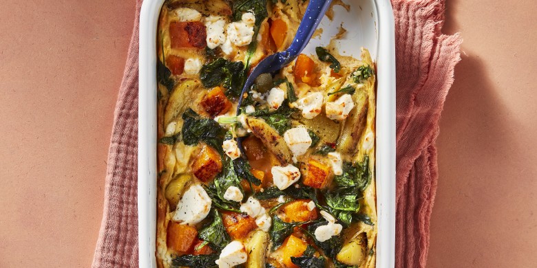 Pompoenfrittata met geitenkaas
