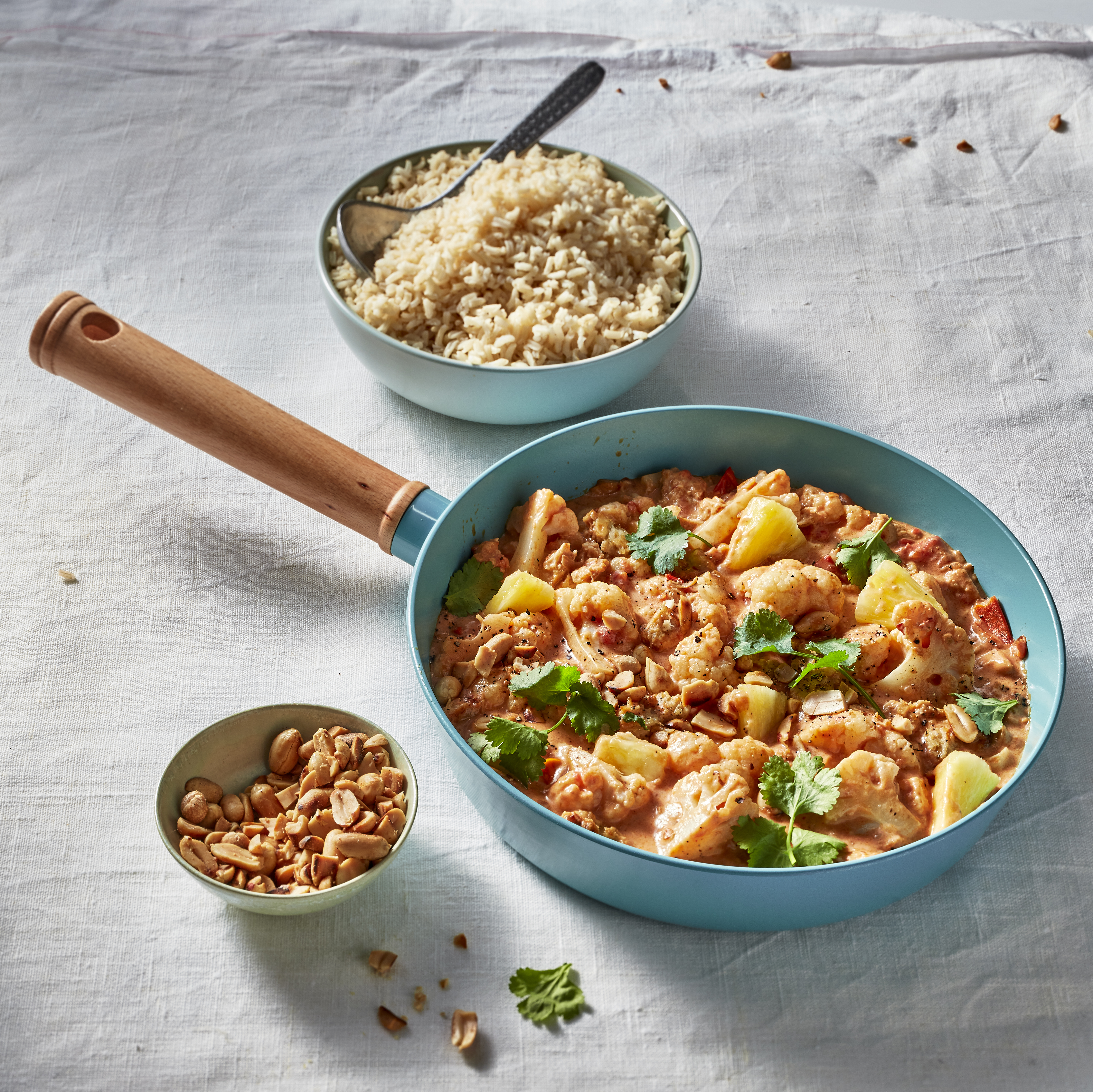 Vegetarische kipcurry met bloemkool en ananas